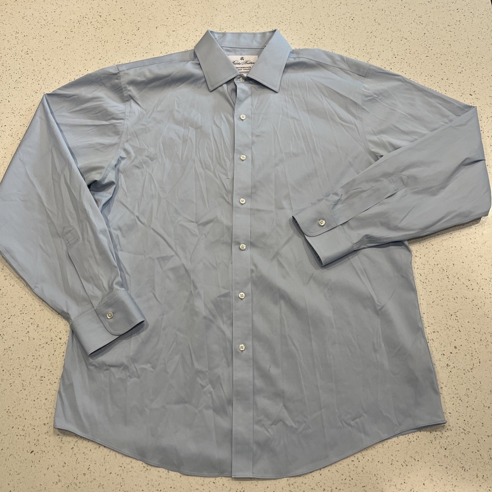 Brooks Brothers Performance Dress Shirt Mens 16.5 / 35 Blue Regent Fit